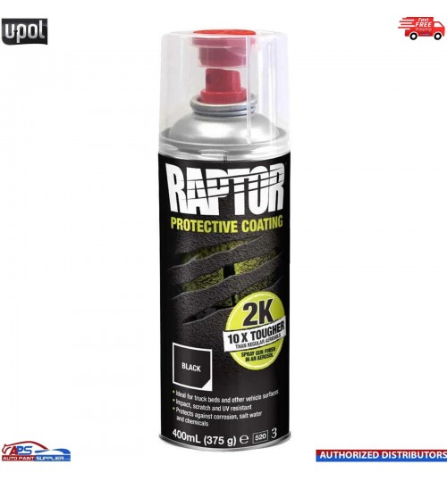 UPOL RAPTOR 2K TOUGH BED LINER U-POL PROTECTOR 400ML AEROSOL - BLACK